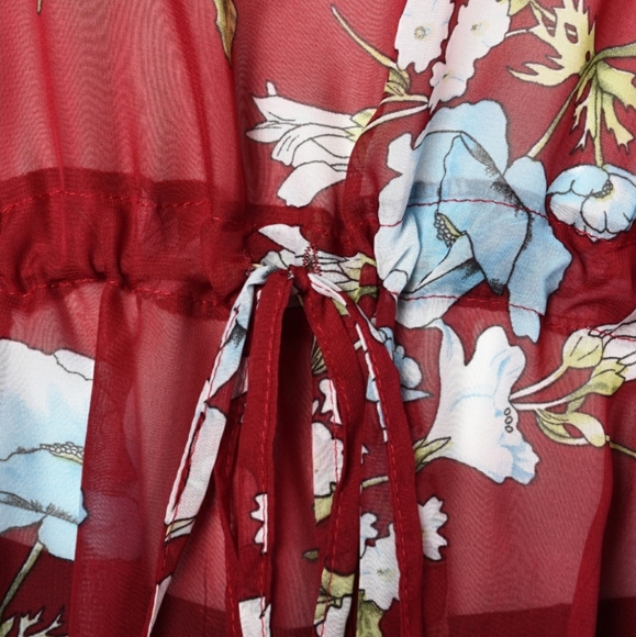 Gorgeous Red Wine Romantic Floral Kaftan - Picture 4 of 5
